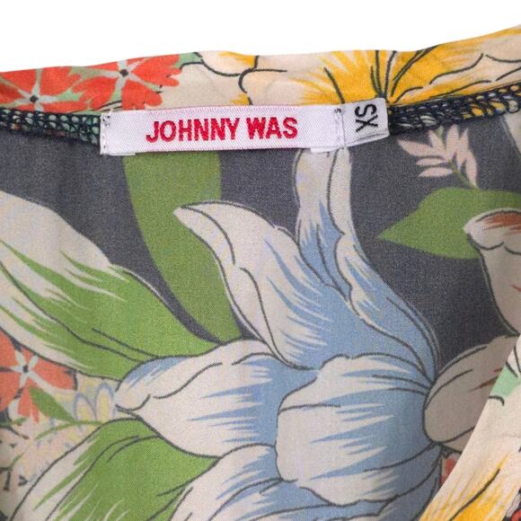 Johnny Was Floral Silk Midi Dress with Smocked Waist - Picture 7 of 10